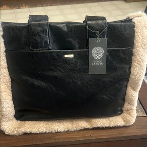 NWT Vince Camuto Black and Tan Tote